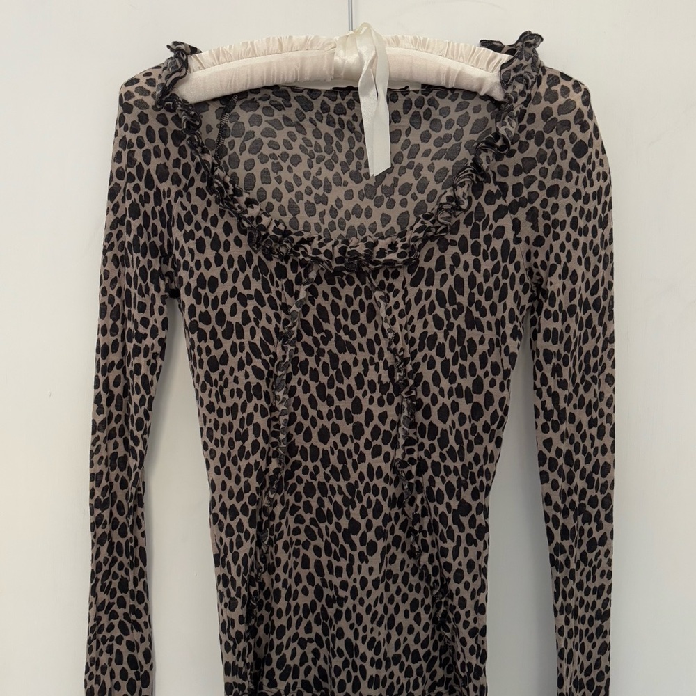 Iblues Cheetah Print Ruffle Top